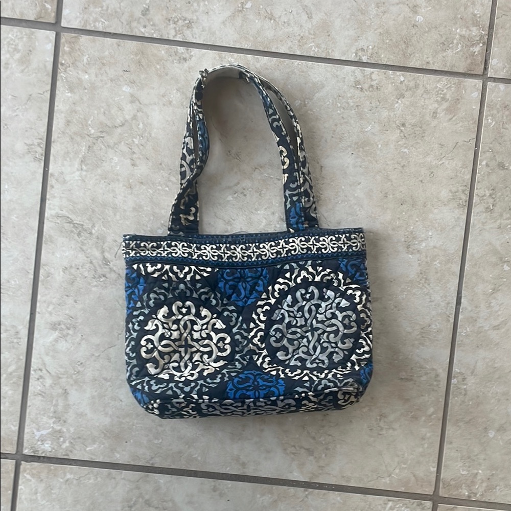Quilted Blue Patterned Tote Bag